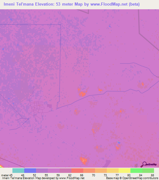 Imeni Tel'mana,Uzbekistan Elevation Map