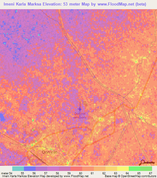 Imeni Karla Marksa,Uzbekistan Elevation Map