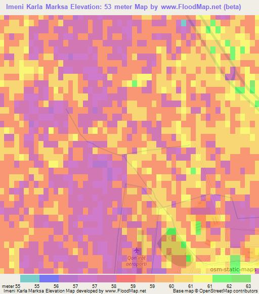 Imeni Karla Marksa,Uzbekistan Elevation Map