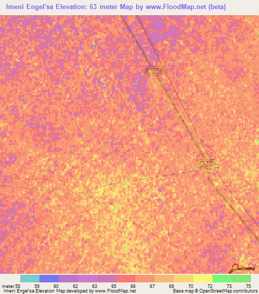 Imeni Engel'sa,Uzbekistan Elevation Map