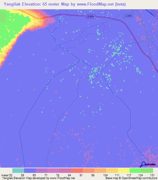 Yangilak,Uzbekistan Elevation Map