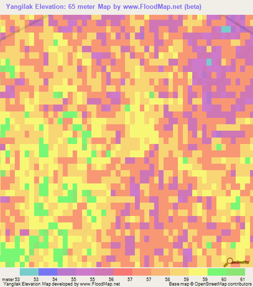 Yangilak,Uzbekistan Elevation Map