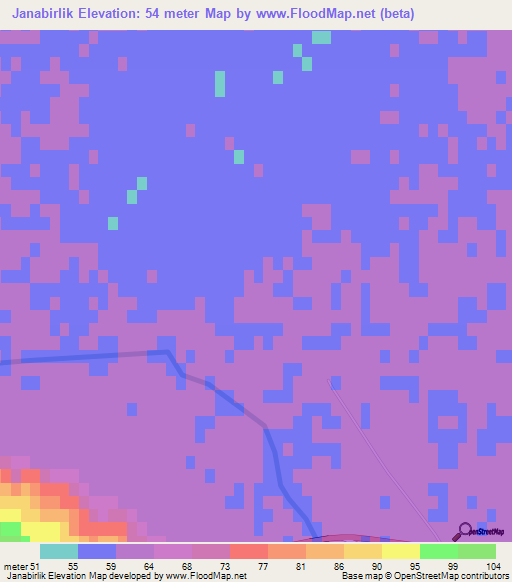 Janabirlik,Uzbekistan Elevation Map