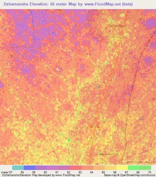 Dzhamansha,Uzbekistan Elevation Map