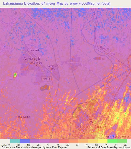 Dzhamanma,Uzbekistan Elevation Map