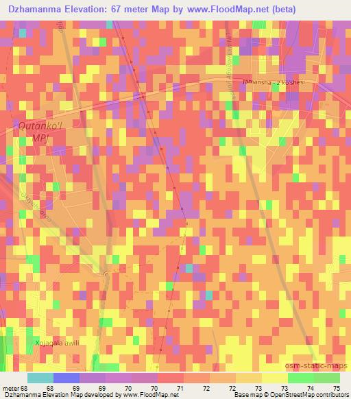 Dzhamanma,Uzbekistan Elevation Map