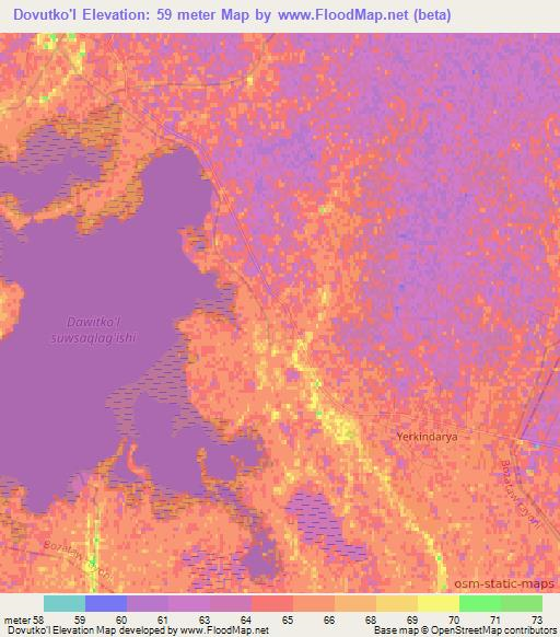 Dovutko'l,Uzbekistan Elevation Map