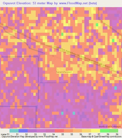 Oqsuvot,Uzbekistan Elevation Map