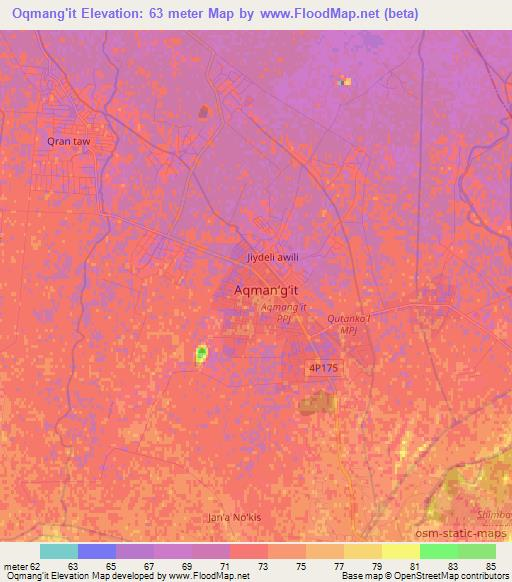 Oqmang'it,Uzbekistan Elevation Map