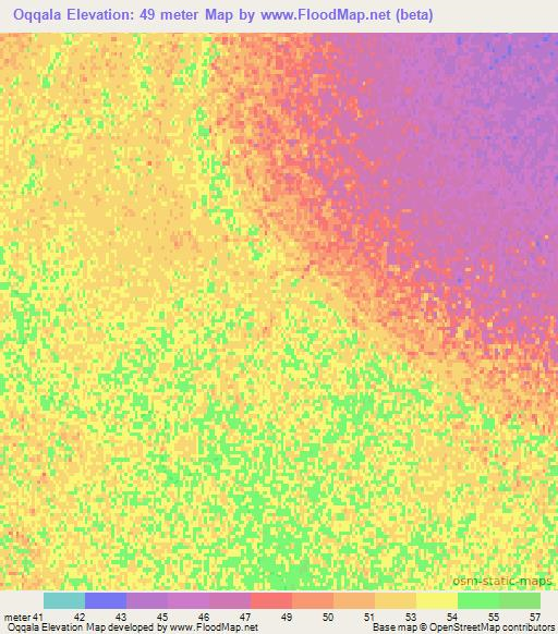 Oqqala,Uzbekistan Elevation Map