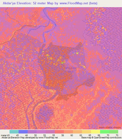 Akdar'ya,Uzbekistan Elevation Map