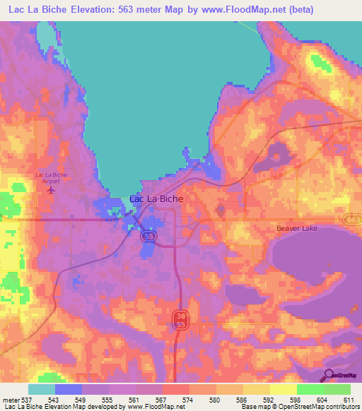 Lac La Biche,Canada Elevation Map