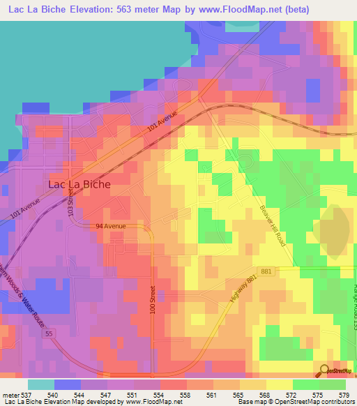 Lac La Biche,Canada Elevation Map