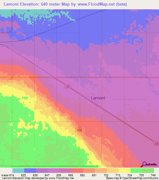 Lamont,Canada Elevation Map