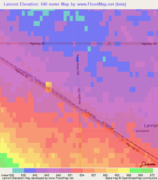 Lamont,Canada Elevation Map