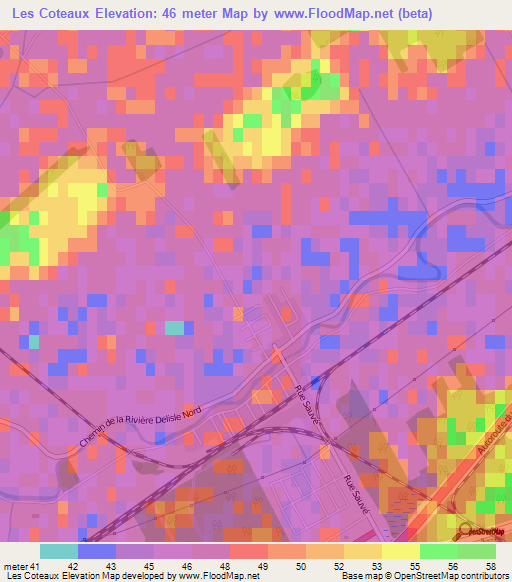 Les Coteaux,Canada Elevation Map