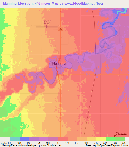 Manning,Canada Elevation Map