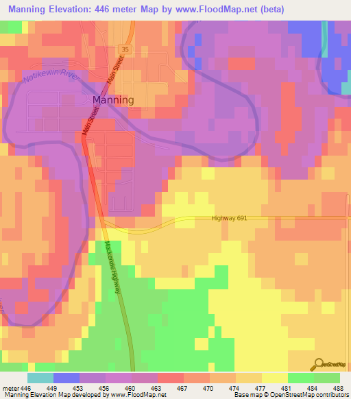 Manning,Canada Elevation Map