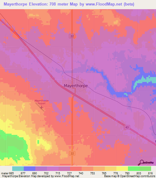 Mayerthorpe,Canada Elevation Map