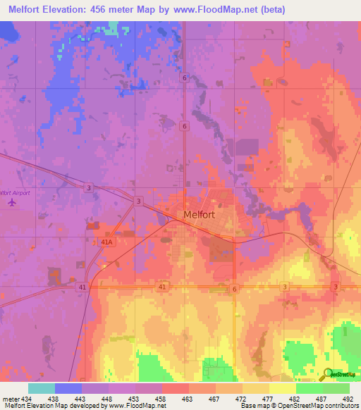 Melfort,Canada Elevation Map