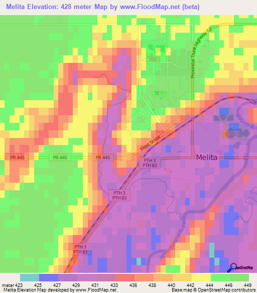 Melita,Canada Elevation Map