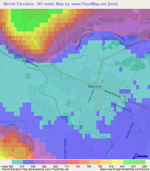 Merritt,Canada Elevation Map