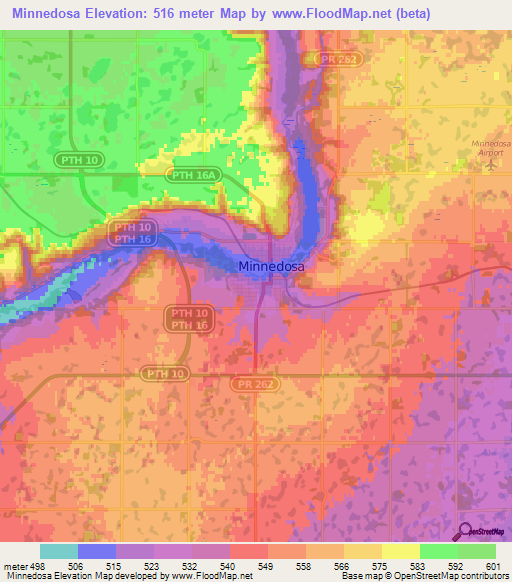 Minnedosa,Canada Elevation Map