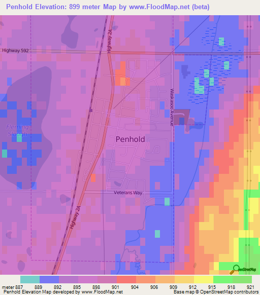 Penhold,Canada Elevation Map