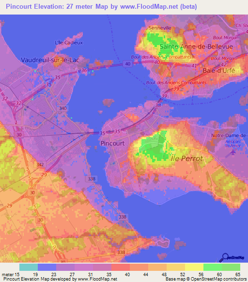 Pincourt,Canada Elevation Map