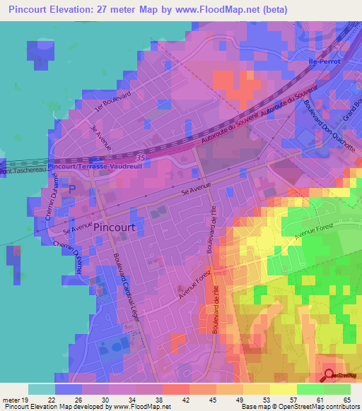 Pincourt,Canada Elevation Map