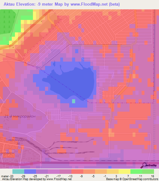 Aktau,Kazakhstan Elevation Map