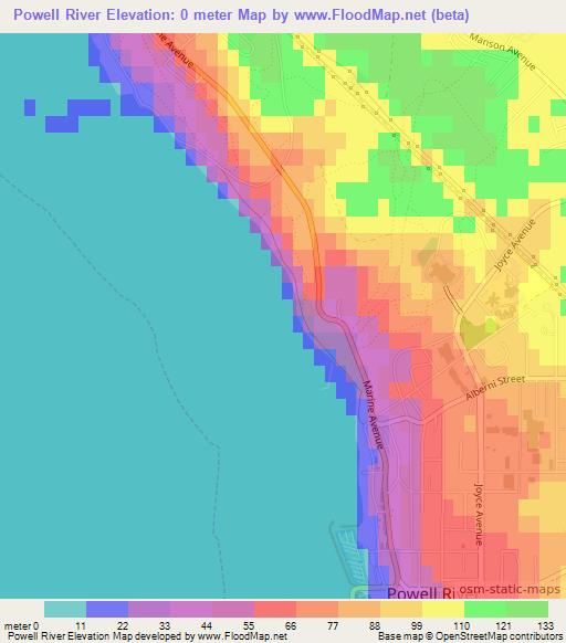 Elevation of Powell River,Canada Elevation Map, Topography, Contour