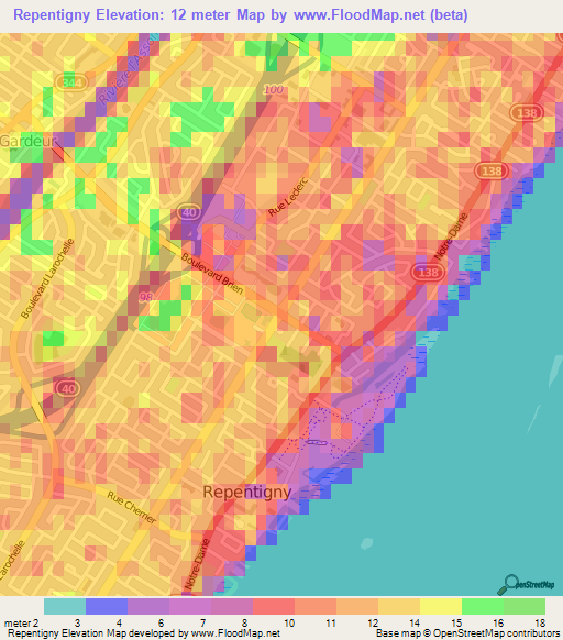 Repentigny,Canada Elevation Map