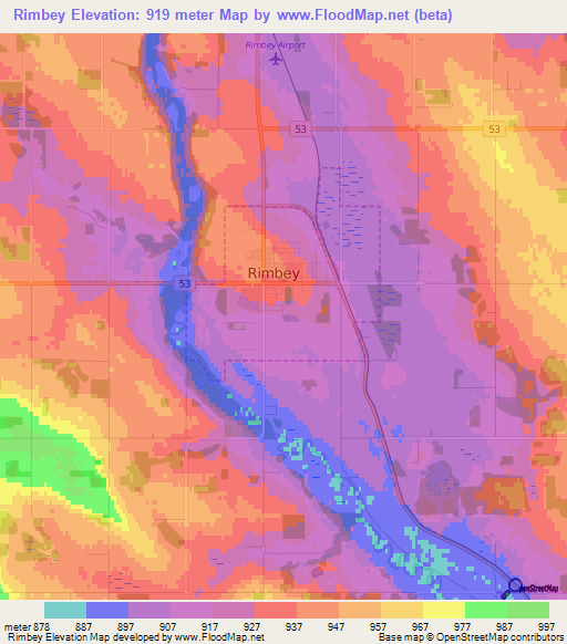 Rimbey,Canada Elevation Map