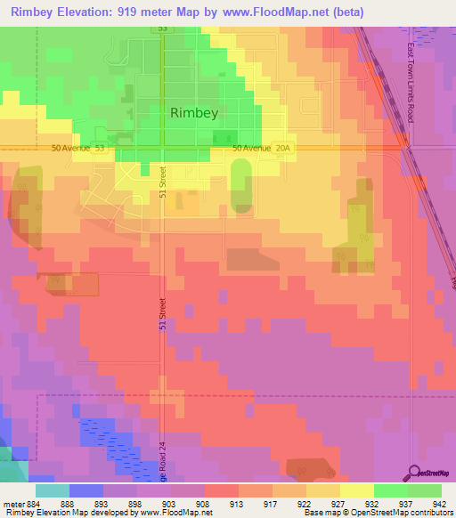 Rimbey,Canada Elevation Map