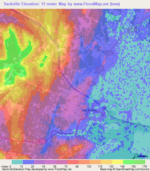 Sackville,Canada Elevation Map