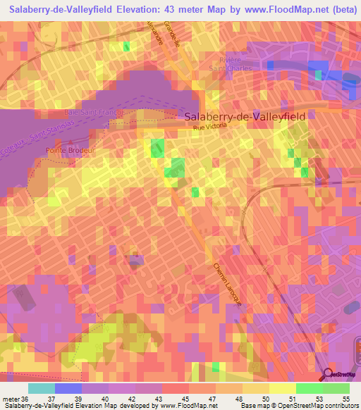 Salaberry-de-Valleyfield,Canada Elevation Map