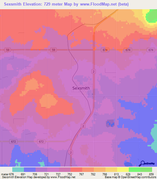 Sexsmith,Canada Elevation Map