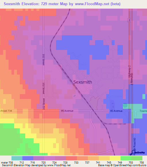 Sexsmith,Canada Elevation Map