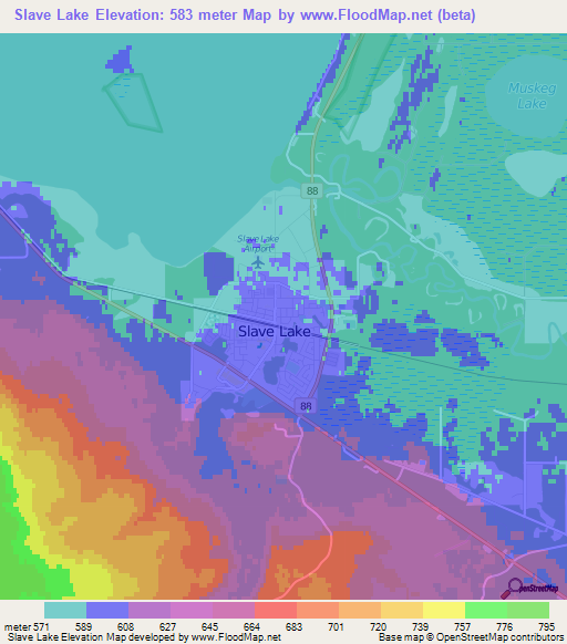 Slave Lake,Canada Elevation Map