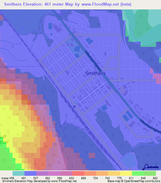 Smithers,Canada Elevation Map