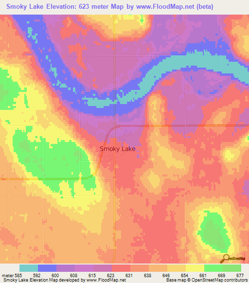 Smoky Lake,Canada Elevation Map