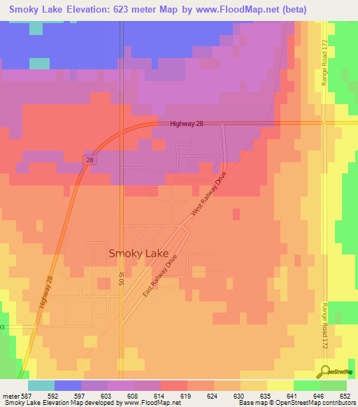 Smoky Lake,Canada Elevation Map