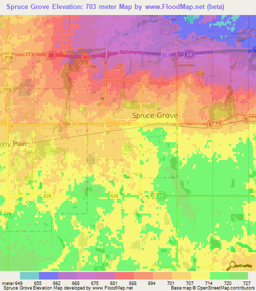 Spruce Grove,Canada Elevation Map