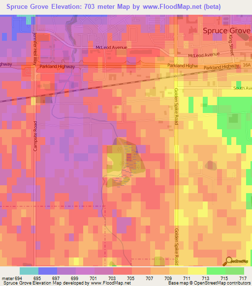 Spruce Grove,Canada Elevation Map