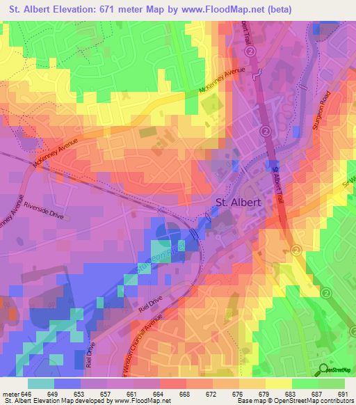 St. Albert,Canada Elevation Map