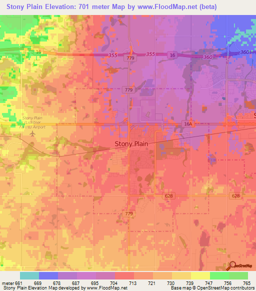 Stony Plain,Canada Elevation Map