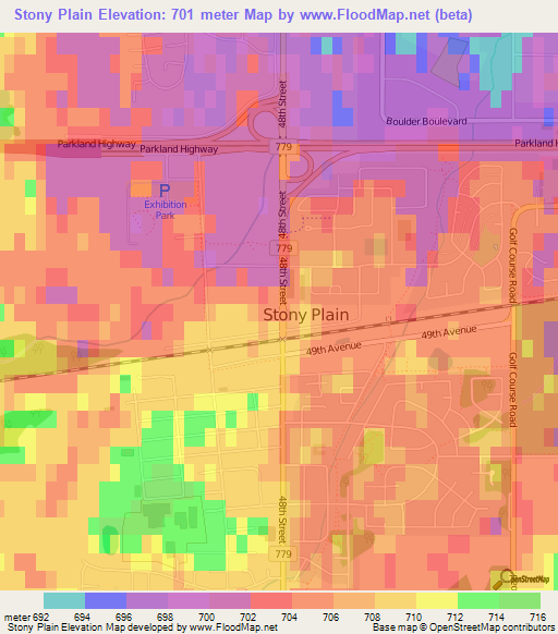 Stony Plain,Canada Elevation Map