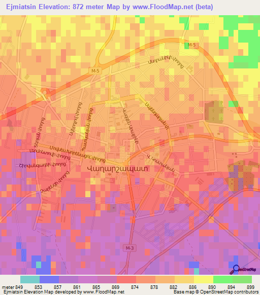 Ejmiatsin,Armenia Elevation Map