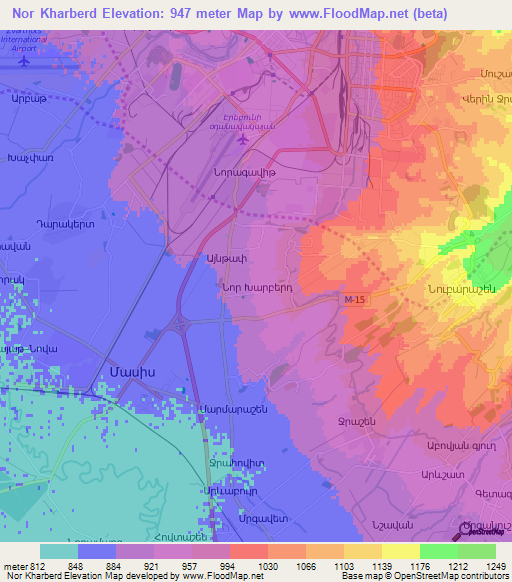 Nor Kharberd,Armenia Elevation Map